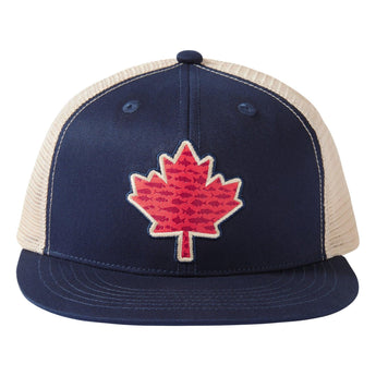 Unisex Flat Brim Trucker Cap - Dark Blue Fish Maple - Bassdash