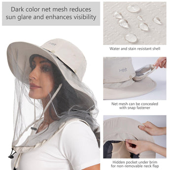 UPF 50+ Mosquito Sun Hat with Neck Flap - Bassdash