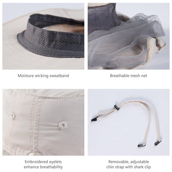 UPF 50+ Mosquito Sun Hat with Neck Flap - Bassdash