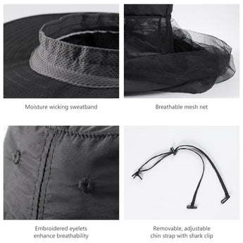 UPF 50+ Mosquito Sun Hat with Neck Flap - Bassdash