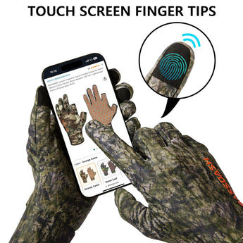 Men's Lightweight UPF 50+ Camo Hunting Gloves HG05 - Bassdash
