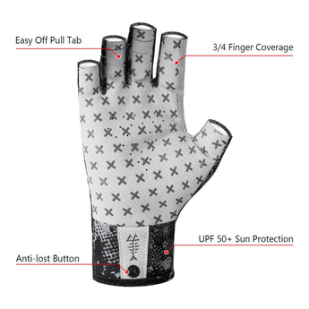 3/4 Finger UPF 50+ Sun Gloves Fishing Gloves - Bassdash