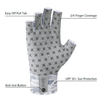 3/4 Finger UPF 50+ Sun Gloves Fishing Gloves - Bassdash