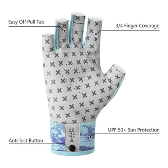 3/4 Finger UPF 50+ Sun Gloves Fishing Gloves - Bassdash