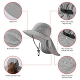 Kids' UPF 50+ Wide Brim Sun Hat with Neck Flap - Bassdash
