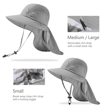 Kids' UPF 50+ Wide Brim Sun Hat with Neck Flap - Bassdash