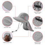 Kids' UPF 50+ Wide Brim Sun Hat with Neck Flap - Bassdash