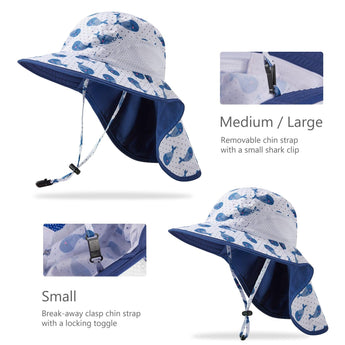 Kids' UPF 50+ Wide Brim Sun Hat with Neck Flap - Bassdash
