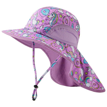 Kids' UPF 50+ Wide Brim Sun Hat with Neck Flap - Bassdash