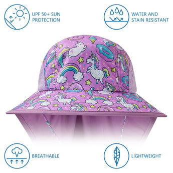 Kids' UPF 50+ Wide Brim Sun Hat with Neck Flap - Bassdash