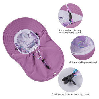 Kids' UPF 50+ Wide Brim Sun Hat with Neck Flap - Bassdash
