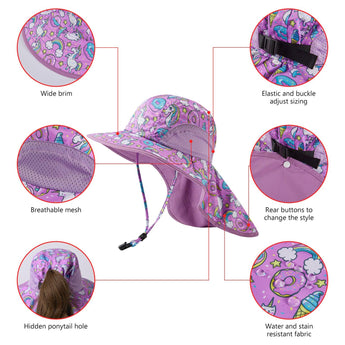 Kids' UPF 50+ Wide Brim Sun Hat with Neck Flap - Bassdash