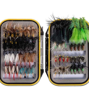 64 Pcs Fly Fishing Lure Flies Kit with Waterproof Fly Box - Bassdash