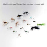 64 Pcs Fly Fishing Lure Flies Kit with Waterproof Fly Box - Bassdash