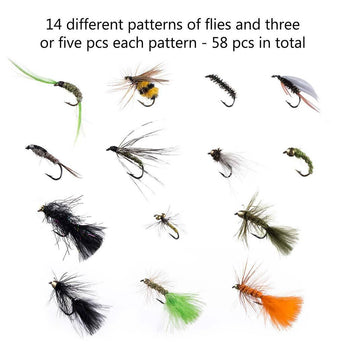 58 Pcs Fly Fishing Flies for Trout Steelhead Salmon - Bassdash