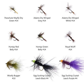 32/60/62 Pcs Fly Fishing Flies Barbed or Barbless Trout Grayling - Bassdash