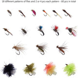 32/60/62 Pcs Fly Fishing Flies Barbed or Barbless Trout Grayling - Bassdash