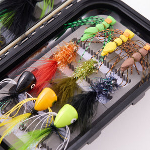 18-Piece Bass Fly Fishing Flies Assortment with Fly Box