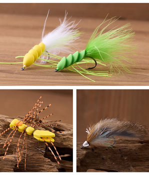 18-Piece Bass Fly Fishing Flies Assortment with Fly Box