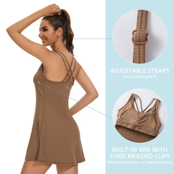 Women's UPF 50+ Tennis Dress with shorts LB06W - Bassdash