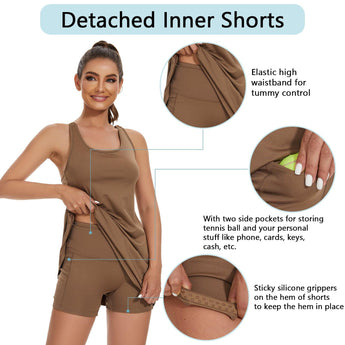 Women's UPF 50+ Tennis Dress with shorts LB06W - Bassdash