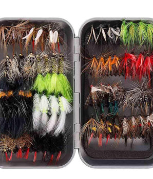 64 Pcs Fly Fishing Assorted Flies Kit with Magnetic Fly Box - Bassdash