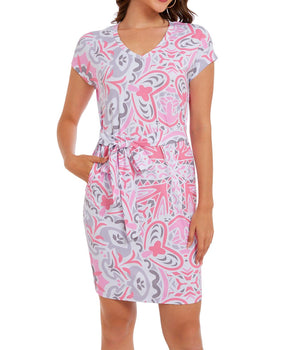 Women's UPF 50+ Short Sleeve Tie Waist Dress LB13W - Bassdash