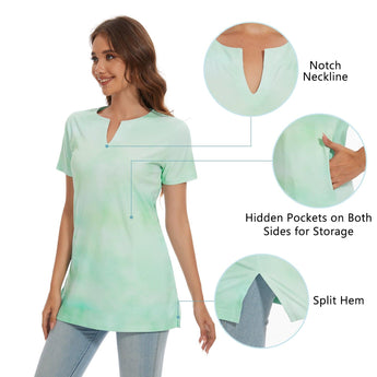 Women's UPF 50+ Short Sleeve Notch Neck Tunic Tops LB14W - Bassdash