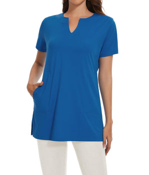 Women's UPF 50+ Short Sleeve Notch Neck Tunic Tops LB14W - Bassdash
