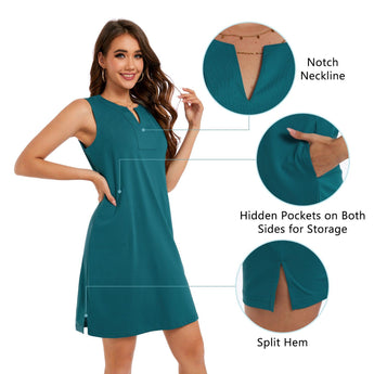 Women's UPF 50+ Notch Neck Tank Dress LB15W - Bassdash