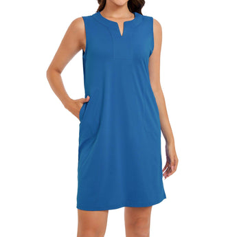 Women's UPF 50+ Notch Neck Tank Dress LB15W - Bassdash