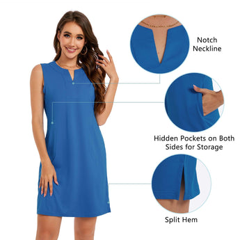Women's UPF 50+ Notch Neck Tank Dress LB15W - Bassdash