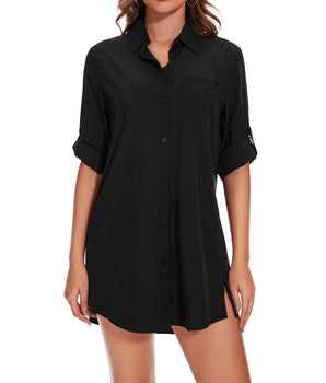 Women's UPF 50+ Long Sleeve Button Down Shirt Dress LB16W - Bassdash