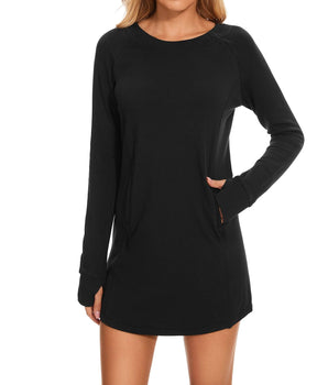 Women's Crew Neck Fleece Dress LB20W - Bassdash