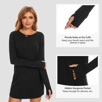 Women's Crew Neck Fleece Dress LB20W - Bassdash