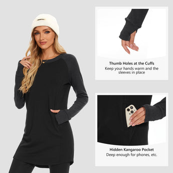 Women's Crew Neck Fleece Dress LB20W - Bassdash