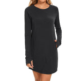 Women's Crew Neck Fleece Dress LB20W - Bassdash