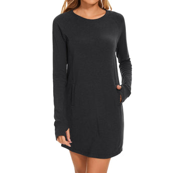 Women's Crew Neck Fleece Dress LB20W - Bassdash
