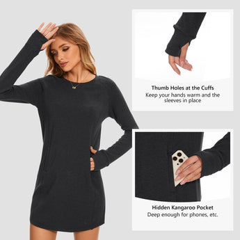 Women's Crew Neck Fleece Dress LB20W - Bassdash