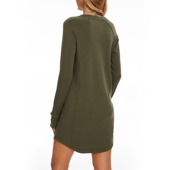 Women's Crew Neck Fleece Dress LB20W - Bassdash