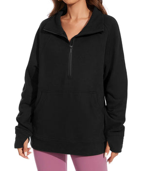 Women’s Oversized Half Zip Fleece Sweatshirts LB21W - Bassdash