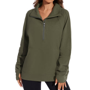 Women’s Oversized Half Zip Fleece Sweatshirts LB21W - Bassdash