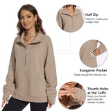 Women’s Oversized Half Zip Fleece Sweatshirts LB21W - Bassdash