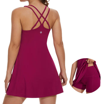 Women's UPF 50+ Tennis Dress with shorts LB06W - Bassdash