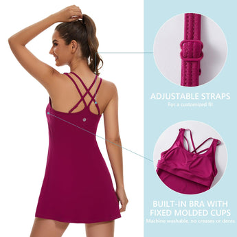 Women's UPF 50+ Tennis Dress with shorts LB06W - Bassdash