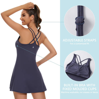 Women's UPF 50+ Tennis Dress with shorts LB06W - Bassdash