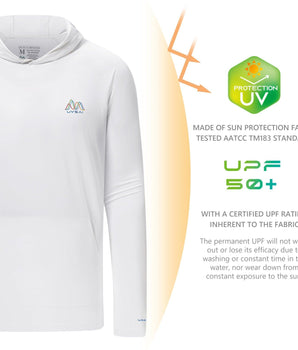 UVSAI Men’s Hoodie Shirt UPF 50+ Permanent UV Protection T-Shirts With Kangaroo Pocket