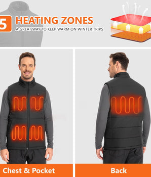 UVSAI Men Water-resistant USB Rechargeable Electric Winter Heating Vests (Battery Pack Not Included）