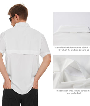 Men's UPF 50+ Short Sleeve Button Down Shirt FS28M - Bassdash