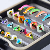 Ice Fishing Lure Kit Glowing Paint Jigs - 24 pcs assorted crappie/panfish/perch jigs - Bassdash